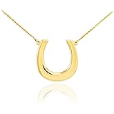 14k Yellow Gold Lucky Horseshoe Pendant Necklace