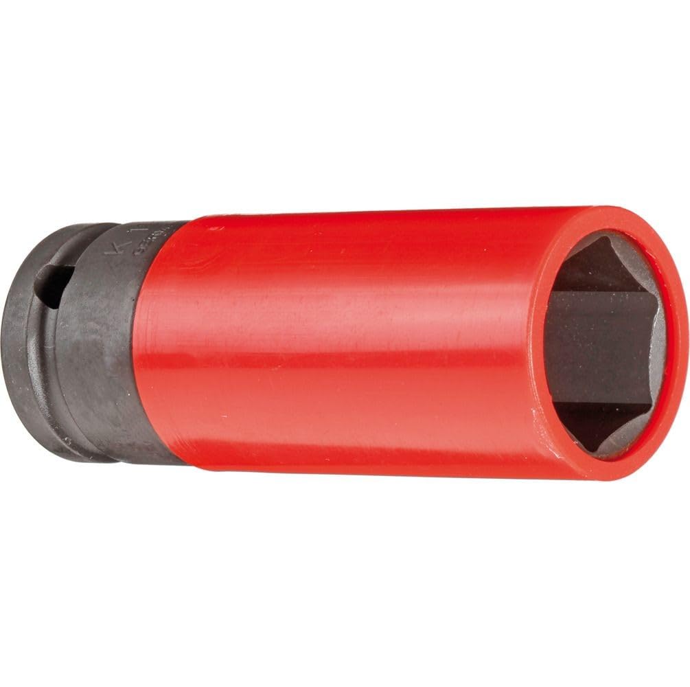 GEDORE red Impact wrench socket with protective sleeve, Socket, 1/2" 12.5 mm drive, Hex, AF 21 mm, Long, Automotive, R63042116