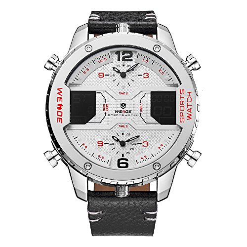 Weide men s sport three time zones analog lcd display d…