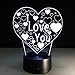 Pixnor 3D Lamp Illusion Night Light I Love U heart 7 Colors Changing Decorative Desk Lamp for lover Bedrooms
