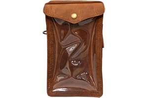THE BIKERZ Motorcycle Leather Magnetic Tank Bag Phone Pouch with Sling Belt, fits the Cell Phone under 6 Inch Touch Screen