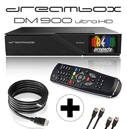 Dreambox DM900 UHD 4K E2 Linux Receiver mit 1x DVB-S2 FBC Twin Tuner (inkl. Gratis Kabelset: 1x HDMI Kabel + 2 x 1,5m Sat Ans
