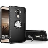 Huawei Mate 9 Case, SUNGUY Armor Dual Layer Heavy Duty Shockproof Protection Case with 360 Degree Rotating Finger Ring Holder and Magnet Car Holder Cover Case for Huawei Mate 9 - Black
