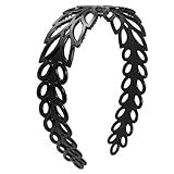 Black Plastic Hollow Leaf Decor Wide Hairstyle Headband Hair Hoop for Girl