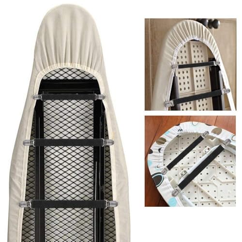 Goodtimes Ironing Board Cover Clips, Adjustable Ironing Board Pad Braces Fasteners Mini Suspenders - Keep Cover Flat and Secure Tention Clips