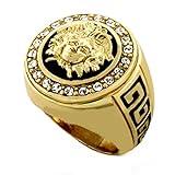 Hip Hop Medusa Head Gold Tone Men Ring #2