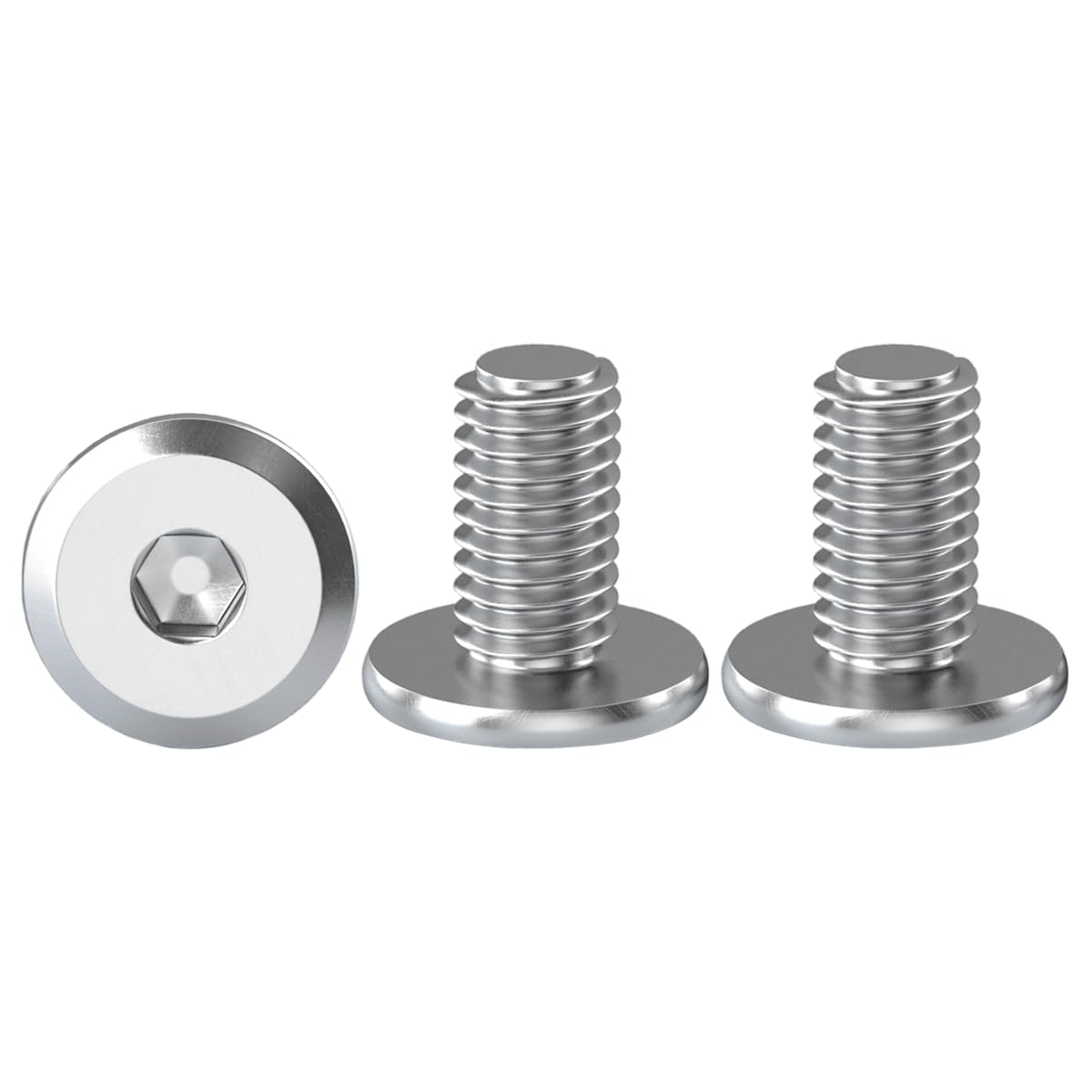 Drenky M6 Bolts, Flat Head Furniture Screw M6 X 12mm Flat Hex Bolt 304 Stainless Steel Bolts Fully Thread Machine Screws Bolts for Bed & Wood Furniture, Pack of 20