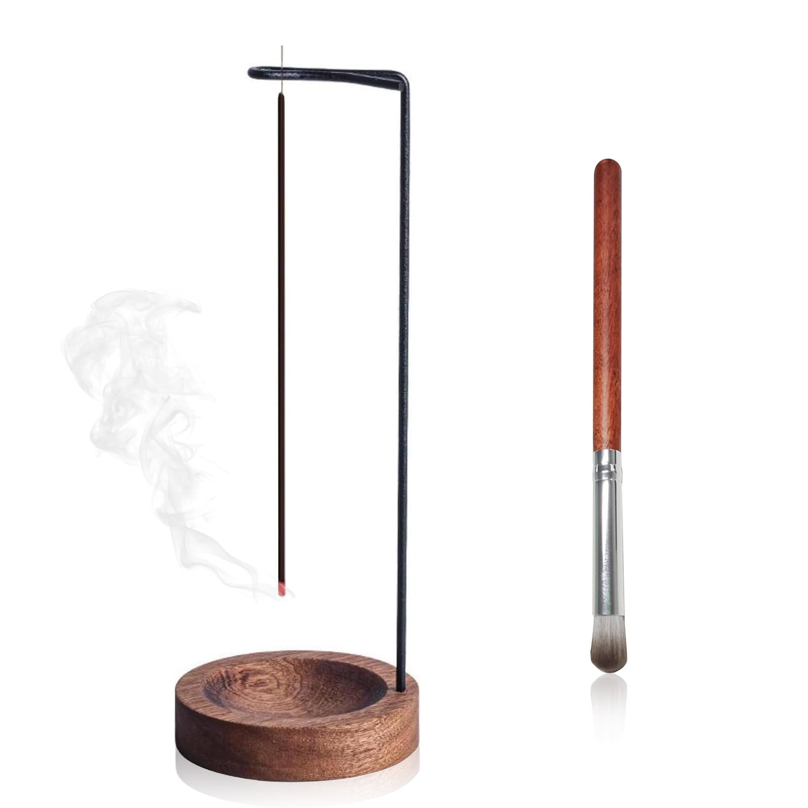Incense Stick Holder, Wooden Incense Holders for Sticks with Brush Upside Down Incense Burner Holder Ash Catcher Catching Room for Yoga Meditation