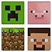 Minecraft 4-Pack Pin Set (Creeper, Pig, Dirt Block, Steve)