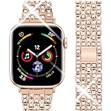 Goton Jewelry Band Compatible with Apple Watch Band 40mm 38mm, Women Luxury Diamond Bling Crystal Stainless Metal Replacement Strap for iWatch Band Series 5 4 3 2 1 (Rosegold - 40mm 38mm)