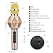 Bluetooth Karaoke Microphone for Kids Wireless Bluetooth Karaoke Machine with Speaker, Flash LED, Magic Voice, Aluminum Alloy Handle, Speaker,Compatible Android/PC and All Smart Phone(Gold)