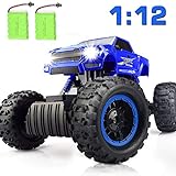 DOUBLE E Remote Control Trucks Monster RC Car 1:12 Scale Off Road Vehicle 2 Batteries 2.4Ghz Radio Remote Control Car 4WD High Speed Racing All Terrain Climbing Car Gift for Boys Girls Kids