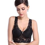 Manstore Women's 100% Lace Full Coverage Wire Free Leisure Bra Black LL