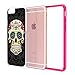 True Color Case Compatible with iPhone 6s Plus Case, Colorful Sugar Skull on Damask HD Printed Hybrid Cover Hard + Soft Slim Durable Protective Shockproof Rubber TPU Bumper - Hot Pink