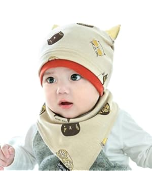 New Born Baby Toddler Hat & Scarf Set Hip-hop Cat Ear Bernat Cap and Bib Kit