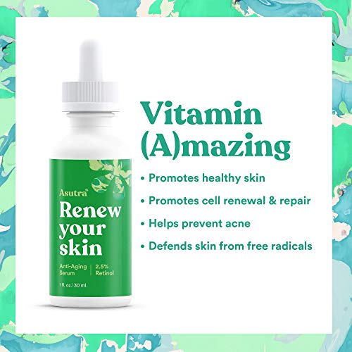 ASUTRA Anti-Aging Serum Set, 1 fl oz each (3pk) | Includes 20% Vitamin C + 2.5% Retinol + Hyaluronic Acid Serums | Hydrate, Soften, and Restore Skin