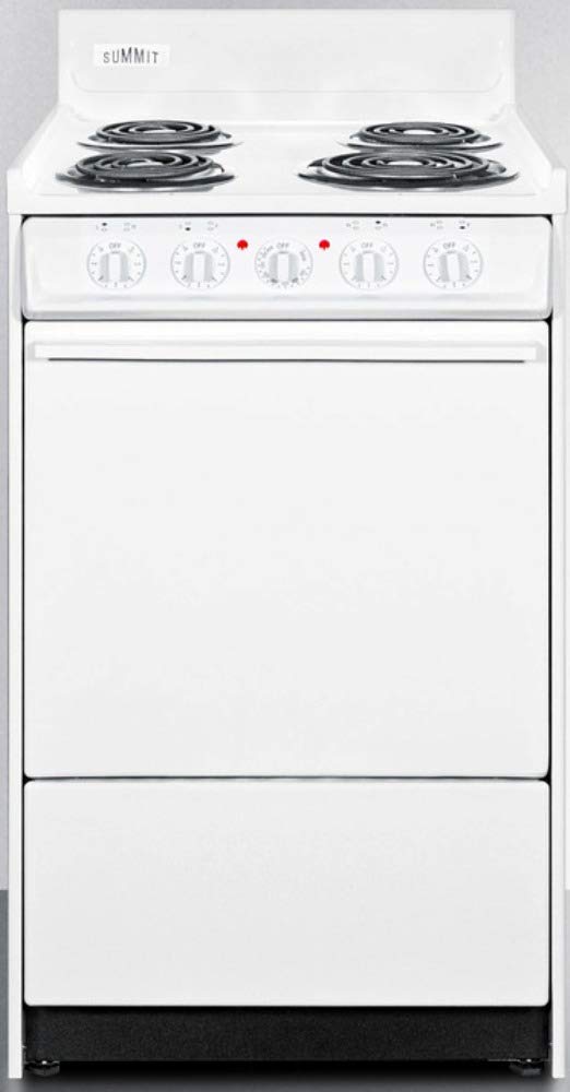 Summit 20” Electric Range, 220V Electric Coil Burners, Large 2.46 cu.ft Oven, ADA Complaint, White- WEM110