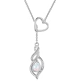 LUHE Infinity Heart Necklace for Women Sterling Silver Infinity Pendant Necklace Opal Pendant Jewelry Heart Gifts