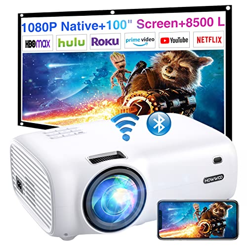 Projector with WiFi and Bluetooth, Native 1080P Portable Projector with  100