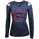 NFL Ladies Long Sleeve Tri-Blend Tee with Shoulder Inserts, New England Patriots, Large