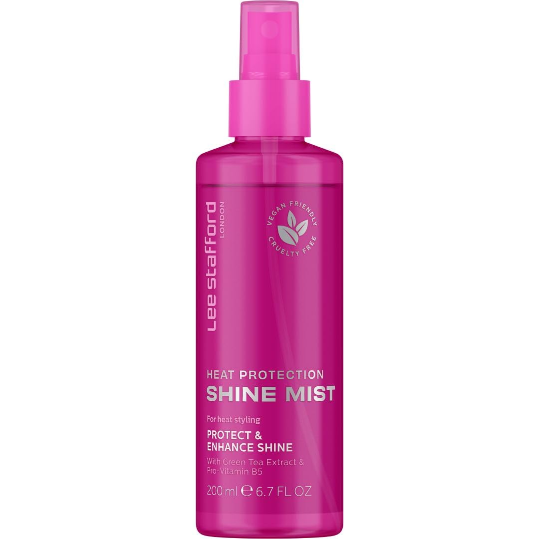 Lee Stafford Heat Protection Spray for Hair | Styling Collection - Leave In Anti-Frizz Control Treatment, Thermal Defense Shine Coat Mist for Daily Use, Flat Iron & Blow Dry Safe, 200 ml