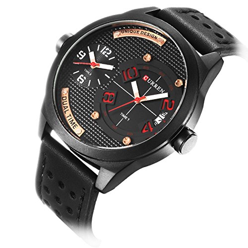 CURREN Marca Nueva Correa de Cuero Negro Moda Casual Negocio 30 Metros Reloj Impermeable - Imagen 3