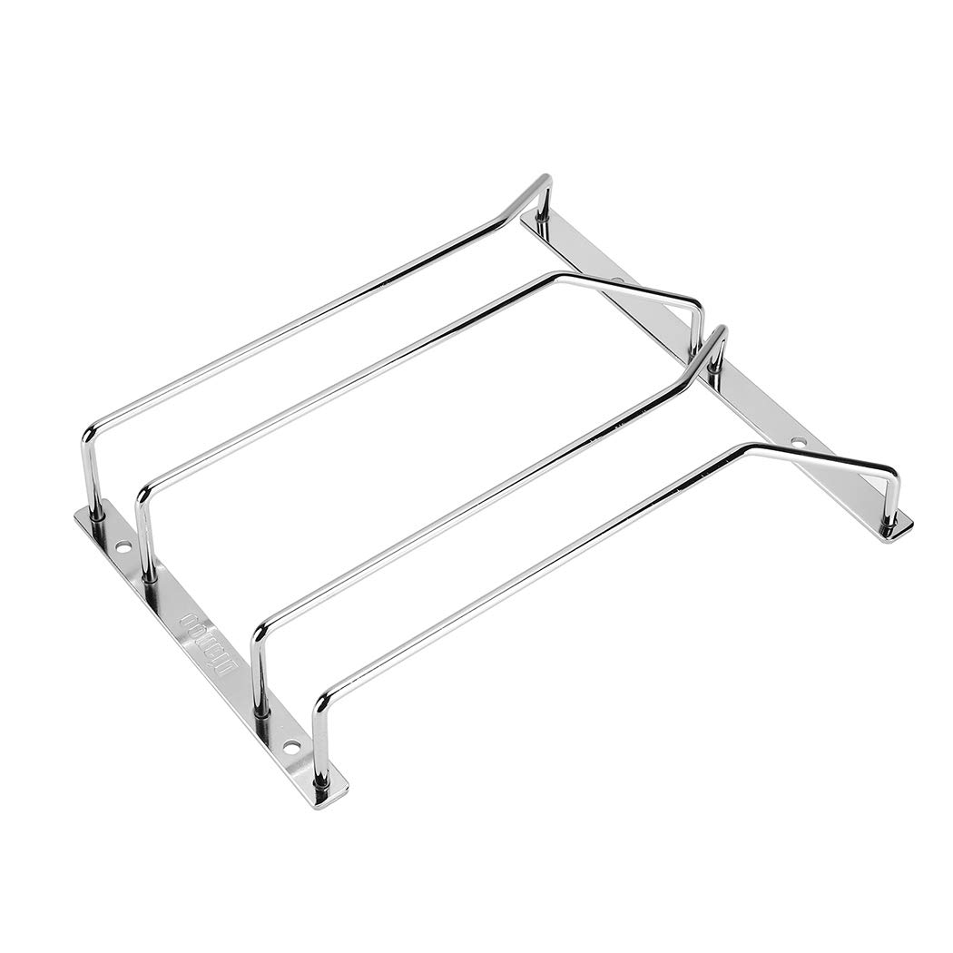 Dianoo Wine Glass Rack Under Cabinet Hanging Wire Stemware Rack Holder with Screws Chrome Finish 27cm 2 Rows
