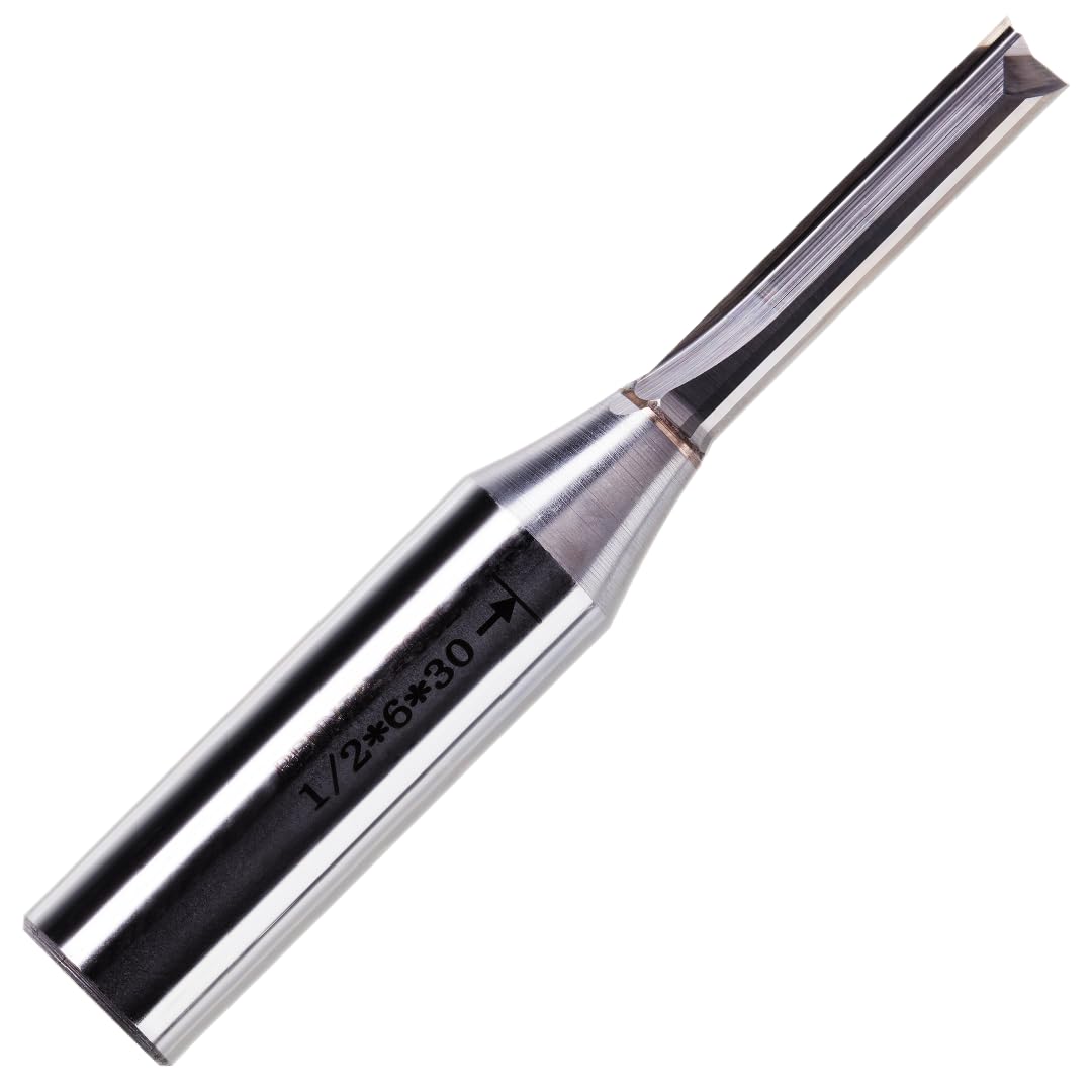 Rennie Tools - 6mm Cutting Diameter x 30mm Flute x 1/2" Shank TCT Tipped 2 Flute Straight Router Cutter Bit. Compatible With Makita Trend Festool Hikoki Dewalt Router Etc. 6mm Router Bit — image 1