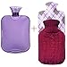 Premium Classic Rubber Hot Water Bottle, Transparent Hot Water Bottle with Burgundy Knit Cover