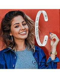 Pulseras de regalo inspiradoras para mujeres, pulsera inspiradora con cita de Mantra de acero inoxidable grabada con motivación para amigos, joyería de incentivo para adolescentes, niñas, niños y hombres