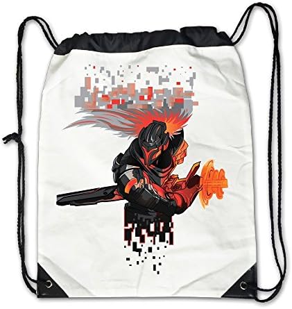 Project Yasuo League Of Legends Unisex Drawstring Backpack Casual Travel Bags Shoulder Pouch Beam Port Backpack Tote Canvas White