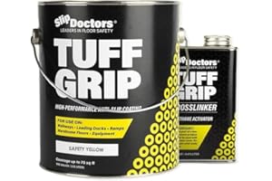 SLIP DOCTORS Tuff Grip Non-Skid Paint (Gallon Extreme, Safety Yellow) for Ramps, Floors, Decks & Stairs – Textured Anti-Slip Grip Coating for Extreme Slip Resistant Traction