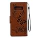 Samsung Galaxy Note 8 Case, ARSUE Shock Absorbing Premium Soft Flip Folio [Kickstand Feature] PU Leather Wallet Butterfly Flower Case with ID&Credit Card Pockets for Samsung Galaxy Note 8,Brown/Bling