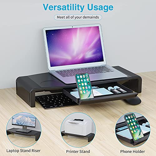 Monitor Stand Riser for Desk, COKWEL Computer Desk Riser with Drawer