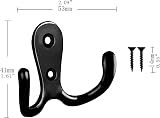 Yesmin Double Prong Robe Hooks 4 Pack Wall Mount Black Zinc Die-Cast view 2