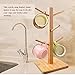 cuteadoy Mug Rack Tree, Removable Bamboo Mug Stand, Storage Coffee Tea Cup Organizer Hanger Holder with 6 Hooks