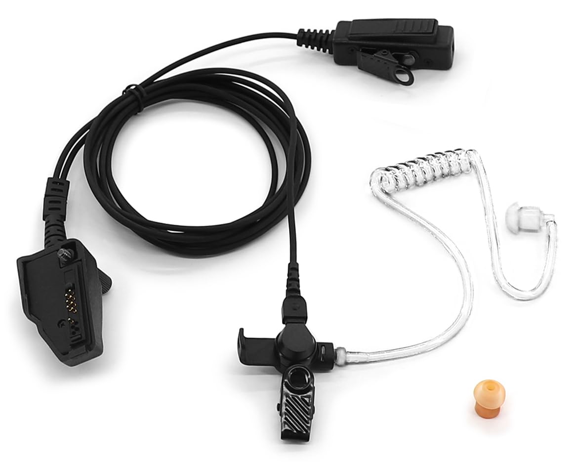 SUNDELY® Earpiece Headset for Kenwood Radio NX-200 NX-5400 TK-285 TK-380 TK-390 TK-490 TK-2212 TK-3180 TKR-830 Multi-pin Walkie Talkie FBI Style Covert Acoustic Air Tube PTT
