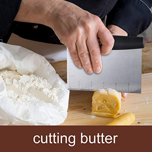 Pastry Cutter Dough Scraper Dough Cutter Scraper Tool Kitchen Pastry Blender,Stainless Steel Pastry Cutters Heavy Duty Dough Cutter For Kitchen Baking Tools,Comfortable And Dishwasher Safe (Black