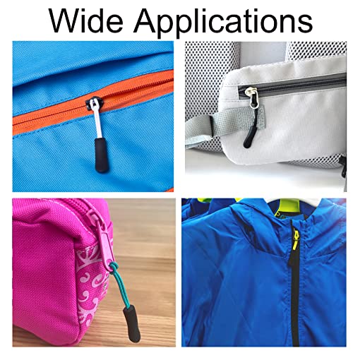 J.CARP 60PCS Blue Zipper Pulls, Upgraded Zipper Pull Replacement Zipper Tab Tags Cord Extension Fixer for Luggage, Backpacks, Jackets, Purses, Handbags