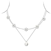 OGD Gold Pearl Necklaces Set for Women 14K Gold Plated Dainty Layered Pearl Cute Daisy Pearl Choker Gold Necklace Gifts for W