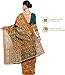 Shonaya Women's Party Wear Bandhani Bhaglpuri Art Silk Printed Saree Sari (Orange & Green)