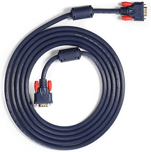 Infinnet VGA Cable 10ft Dark Blue, Premium VGA/SVGA/XGA PC Monitor Cable with Ferrites, Standard 15-Pin Male to Male D-Sub Cord, 28AWG Tinned Copper, Gold Plated Connectors - 10 Feet Dark Blue