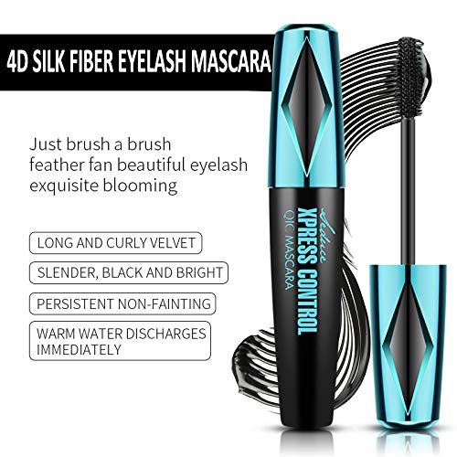 4D Silk Fiber Lash Mascara Waterproof，Natural Thick Thickening and Lengthening Long Lasting 4D Fiber Eyelash Mascara，Dramatic Extension, Smudge-proof 4D Mascara