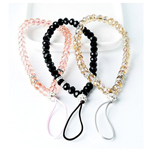 ZOCY Cell Phone Lanyard Strap Bling Phone Crystal Claim Hand Wrist Lanyard Strap String for Cell Phone Purse Camera MP3 MP4 iPod PSP Keychain, Gift Box Included 7.48 Inch（3PACK）
