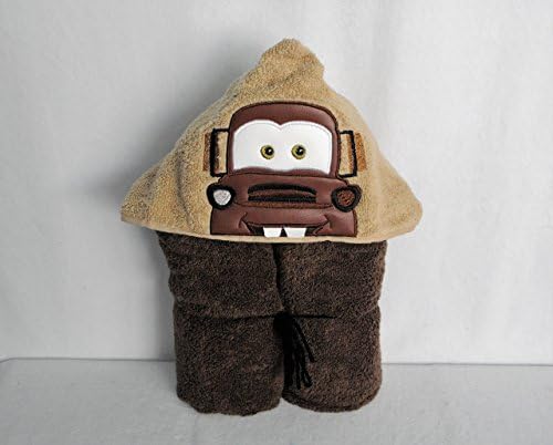 Race Car and Tow Truck Friends Hooded Bath Towel for Baby Child and Teens (Tow Mater)