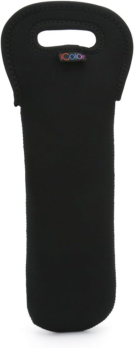 iColor Neoprene Wine Bottle tote bag Holder Covers Carrier for Champagne,Wine,Beer Bottles,Beverages,Containers,Soft Drinks,Sodas,Sports Water Bottles,Baby BottlesMachine-Washable Black SWB-09
