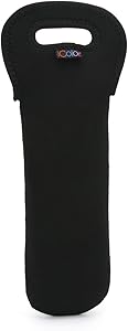 iColor Neoprene Wine Bottle tote bag Holder Covers Carrier for Champagne,Wine,Beer Bottles,Beverages,Containers,Soft Drinks,Sodas,Sports Water Bottles,Baby BottlesMachine-Washable Black SWB-09