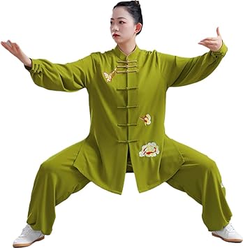 Amazon Co Jp カンフー服 上下セット レディース メンズ ユニセックス カンフーウェア 中華風 チャイナ服 太極拳ウェア 綿麻 太極拳服 演出服 ゆったり 稽古着 武術表演服 武術服 チャイナ服 練習用 団体服 朝練 中年 養生 武術教室 スポーツ アウトドア