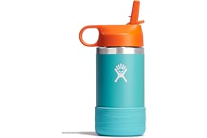 Hydro Flask Kids Water Bottle for School - Stainless Steel and Insulated with Straw Cap - 12 Oz in Seaspray Blue