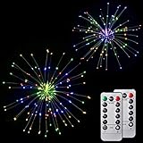 LED Firework Fairy Lights,8 Modes Dimmable Led String Lights with Remote Control,150 LEDs Decorative Hanging Starburst Lights for Parties,Home,Outdoor Decoration (2 Pack, Colored)